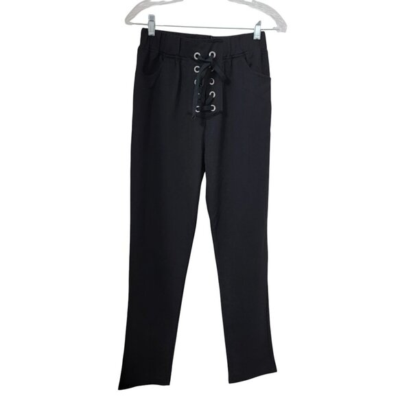 Know One Cares (Nordstrom) Size S Black Lace Up Track Pants/Joggers NEW with Tag - Picture 1 of 14